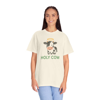 Holy Cow cartoon cow with halo T-Shirt | Cute farm animal tee Comfort Colors t-shirt