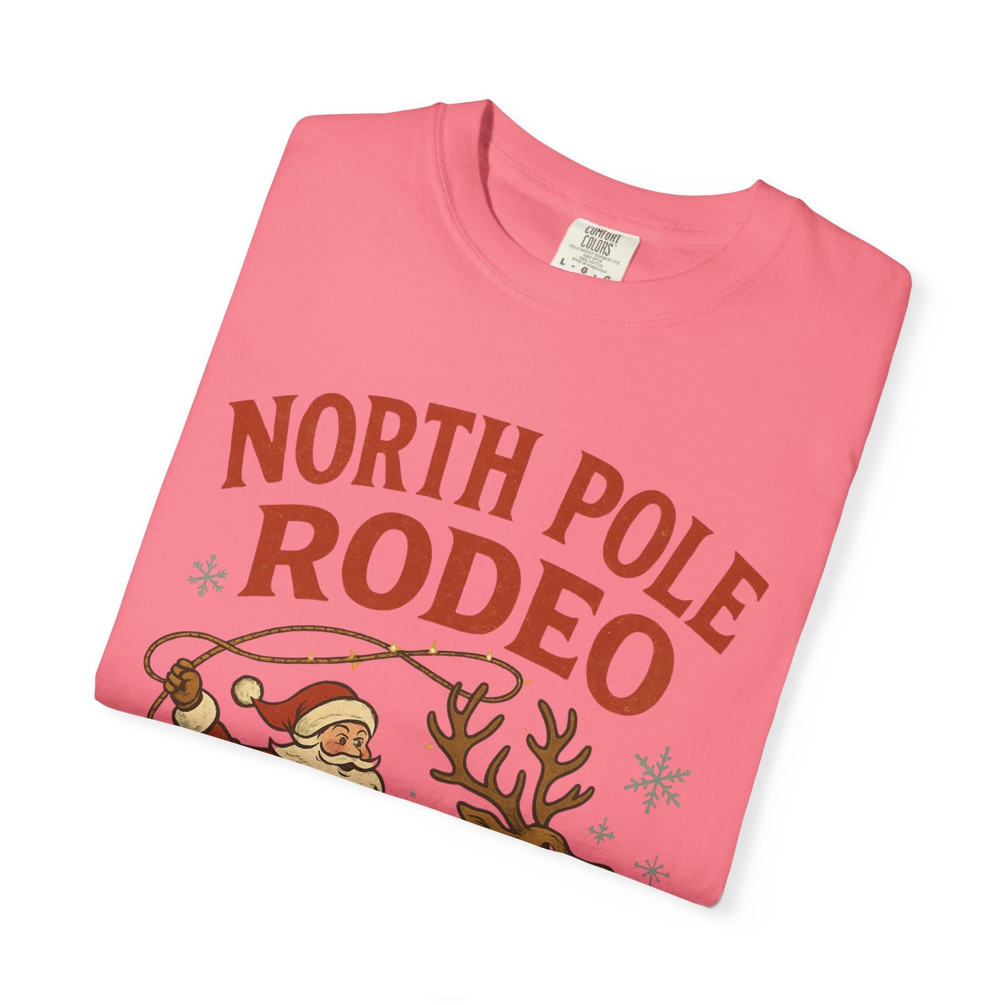 North Pole Rodeo T-shirt | Santa Riding Reindeer, Christmas Western Graphic, Comfort Colors