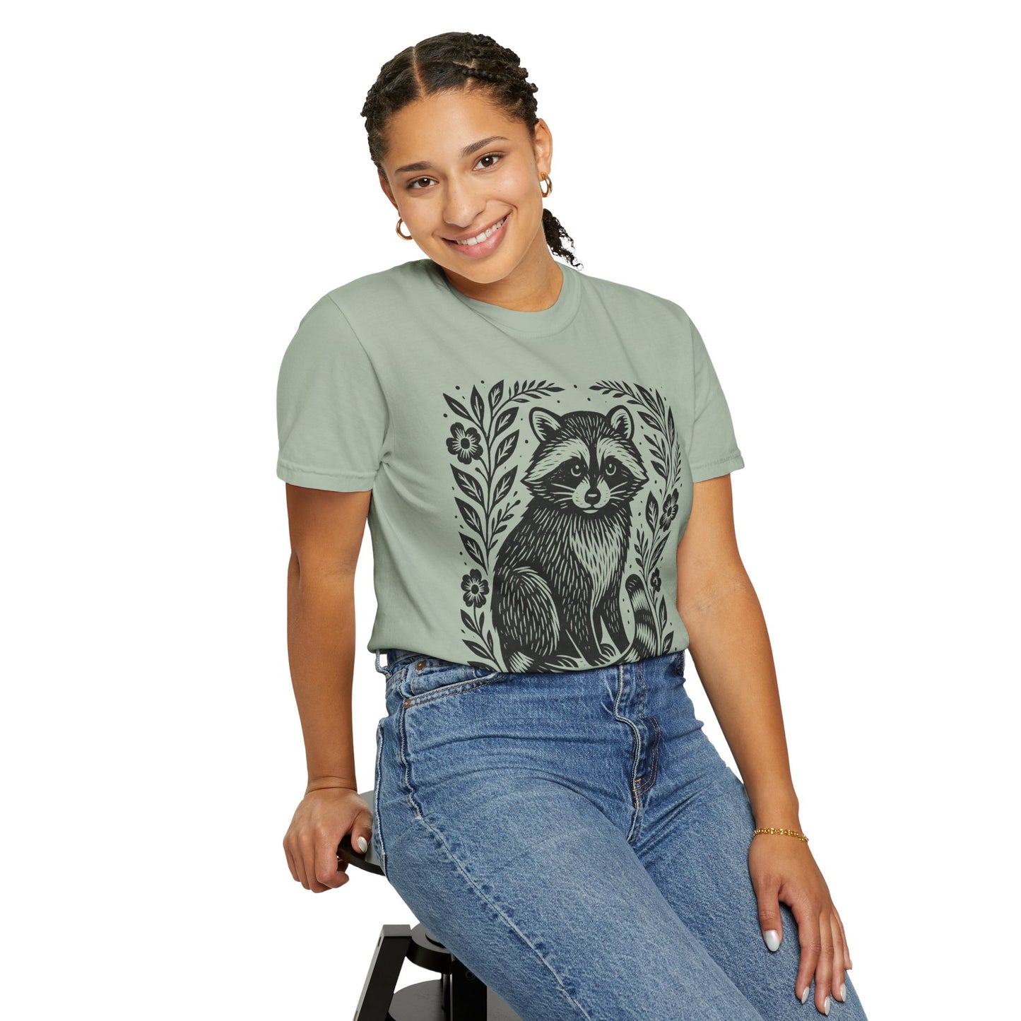 Woodcut Raccoon Illustration T-Shirt | Forest Animal Tee Wildlife lover Comfort Colors T-shirt