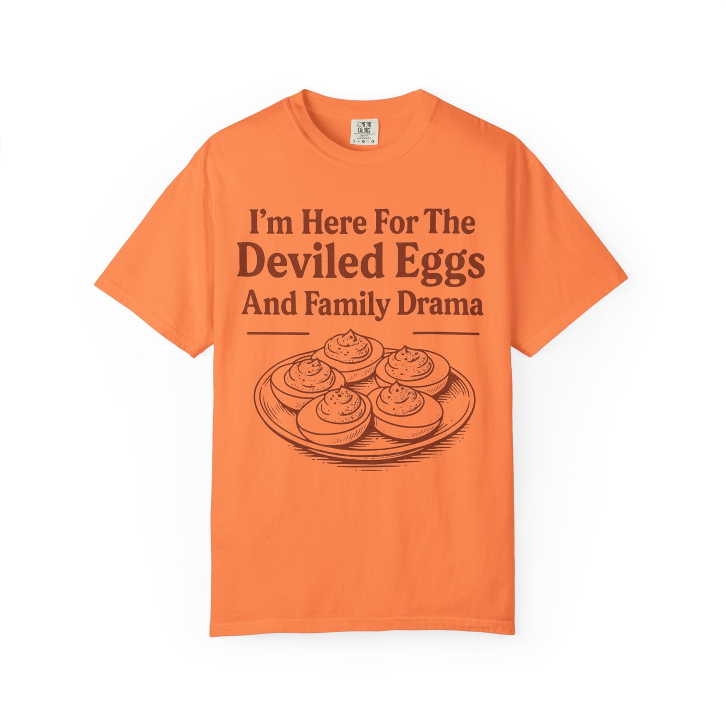 Thanksgiving Deviled Eggs Unisex Garment-Dyed T-shirt, Family Drama Holiday Tee, Funny Turkey Day Shirt, Fall Comfort Colors tshirt