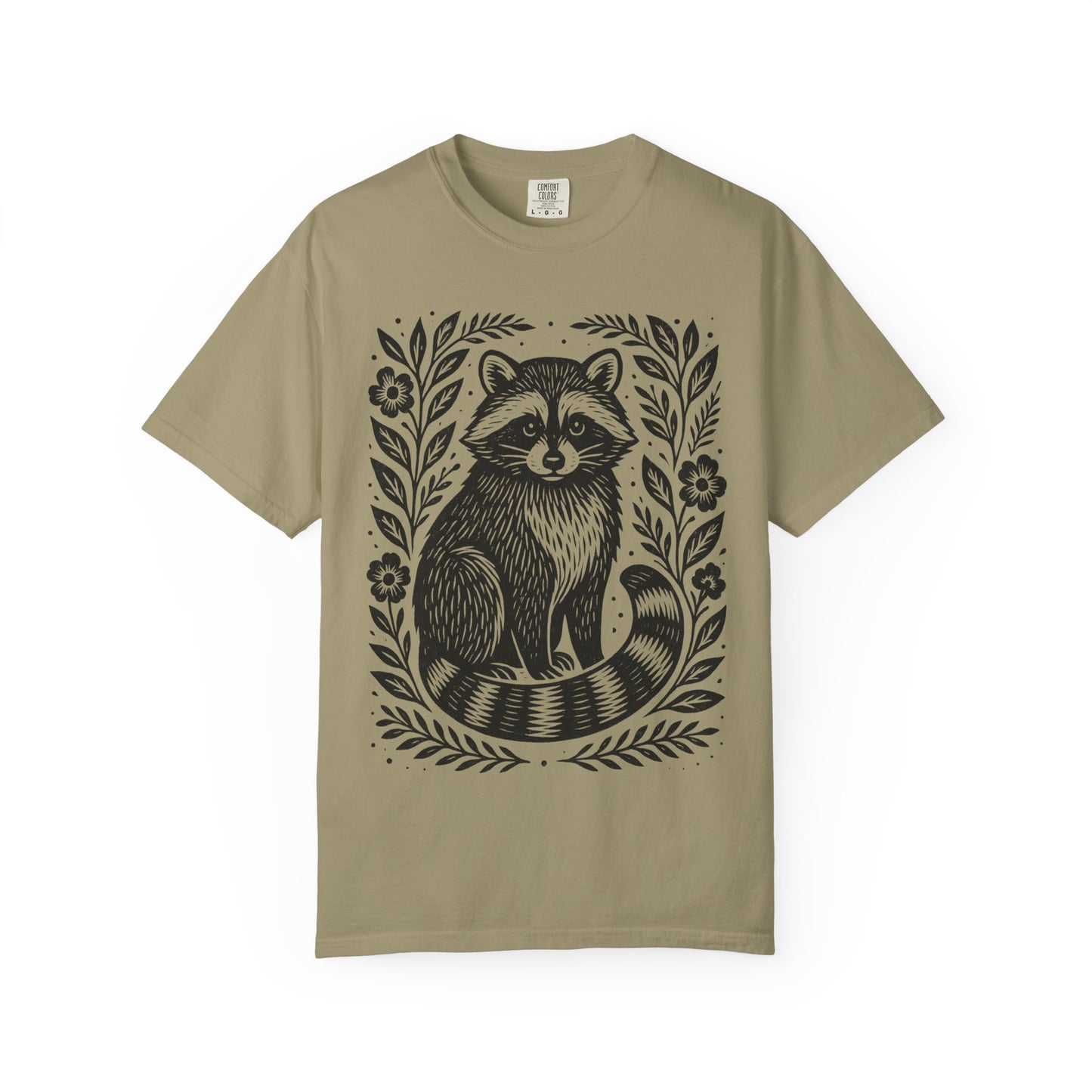 Woodcut Raccoon Illustration T-Shirt | Forest Animal Tee Wildlife lover Comfort Colors T-shirt