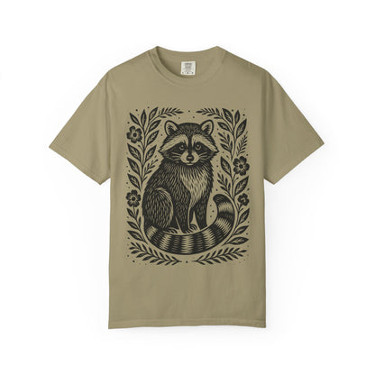 Woodcut Raccoon Illustration T-Shirt | Forest Animal Tee Wildlife lover Comfort Colors T-shirt