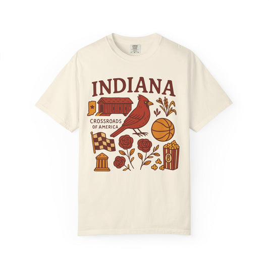 Indiana state symbols Cardinal & Hoosier Icons T-Shirt | Crossroads of America design Comfort Colors