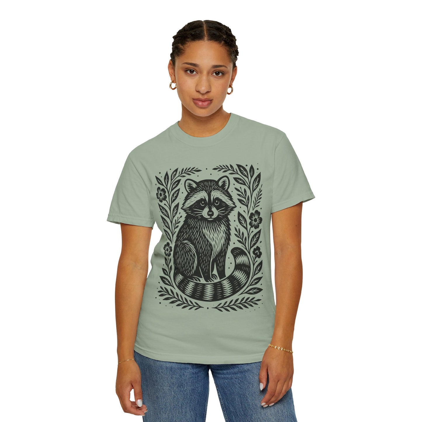 Woodcut Raccoon Illustration T-Shirt | Forest Animal Tee Wildlife lover Comfort Colors T-shirt