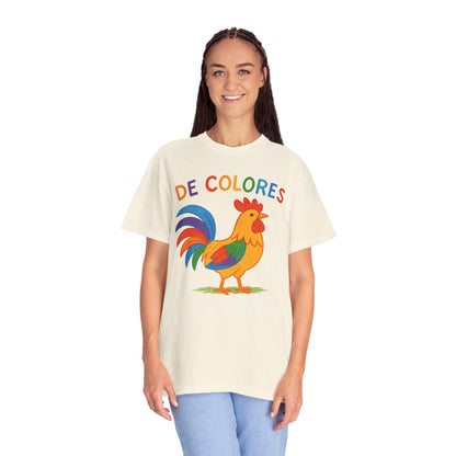 De Colores Comfort Colors Rooster T-shirt, Colorful Unisex Tee, Vibrant Rooster Shirt, Rainbow Chicken Top, Chicken Lover Gift