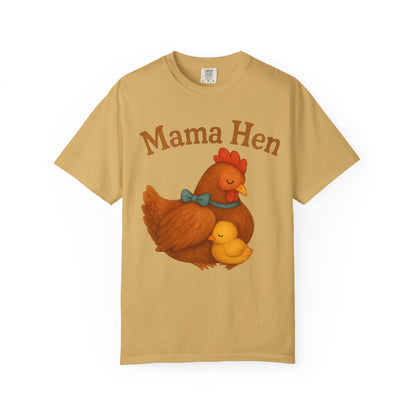 Mama Hen Comfort Colors T-Shirt, Chicken Lover Farm Tee - Unisex Garment-Dyed Shirt, Graphic Hen Tee, Funny Animal Tee, Farm Life Shirt,