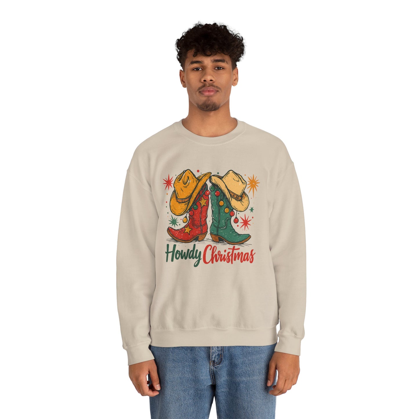 Christmas Cowboy Sweatshirt — “Howdy Christmas” Western Holiday Crewneck