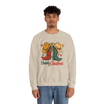 Christmas Cowboy Sweatshirt — “Howdy Christmas” Western Holiday Crewneck