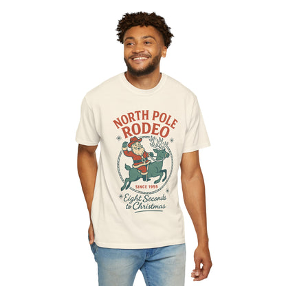 North Pole Rodeo Comfort Colors Tshirt, Christmas Unisex Tee, Holiday Graphic Shirt, Soft Cotton Top, Festive Apparel