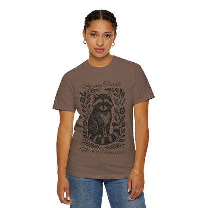 Woodcut Raccoon Illustration T-Shirt | Forest Animal Tee, Wildlife lover Comfort Colors T-shirt, Not my Trash Funny shirt
