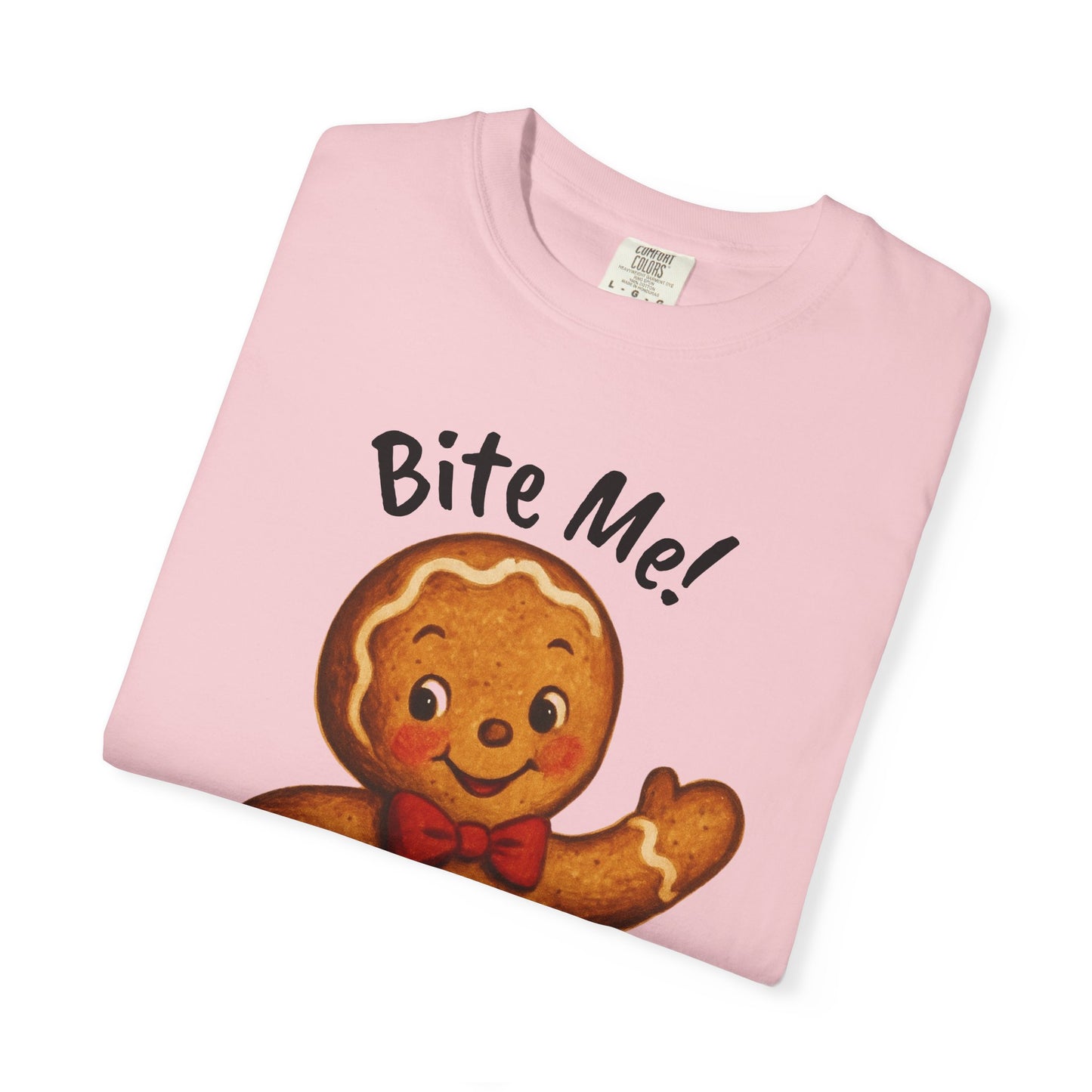 Cute Gingerbread Cookie T-Shirt | Retro Holiday Baking Graphic, Comfort Colors, Bite Me