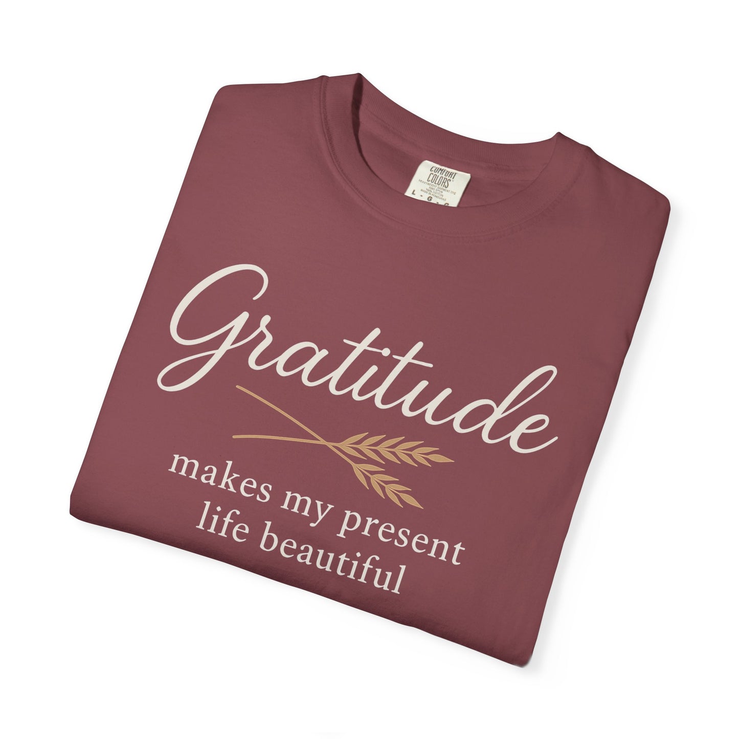 Gratitude script quote T-Shirt | Gratitude makes my present life beautiful, Comfort Colors