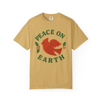 Peace On Earth Dove T-Shirt | Christmas holiday bird typography, Comfort Colors t-shirt