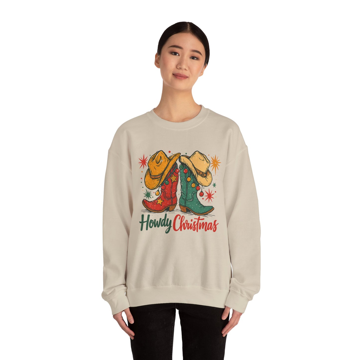Christmas Cowboy Sweatshirt — “Howdy Christmas” Western Holiday Crewneck