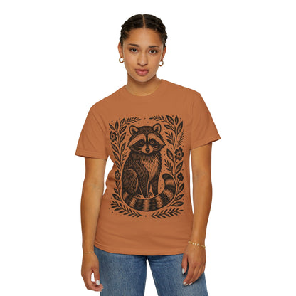 Woodcut Raccoon Illustration T-Shirt | Forest Animal Tee Wildlife lover Comfort Colors T-shirt