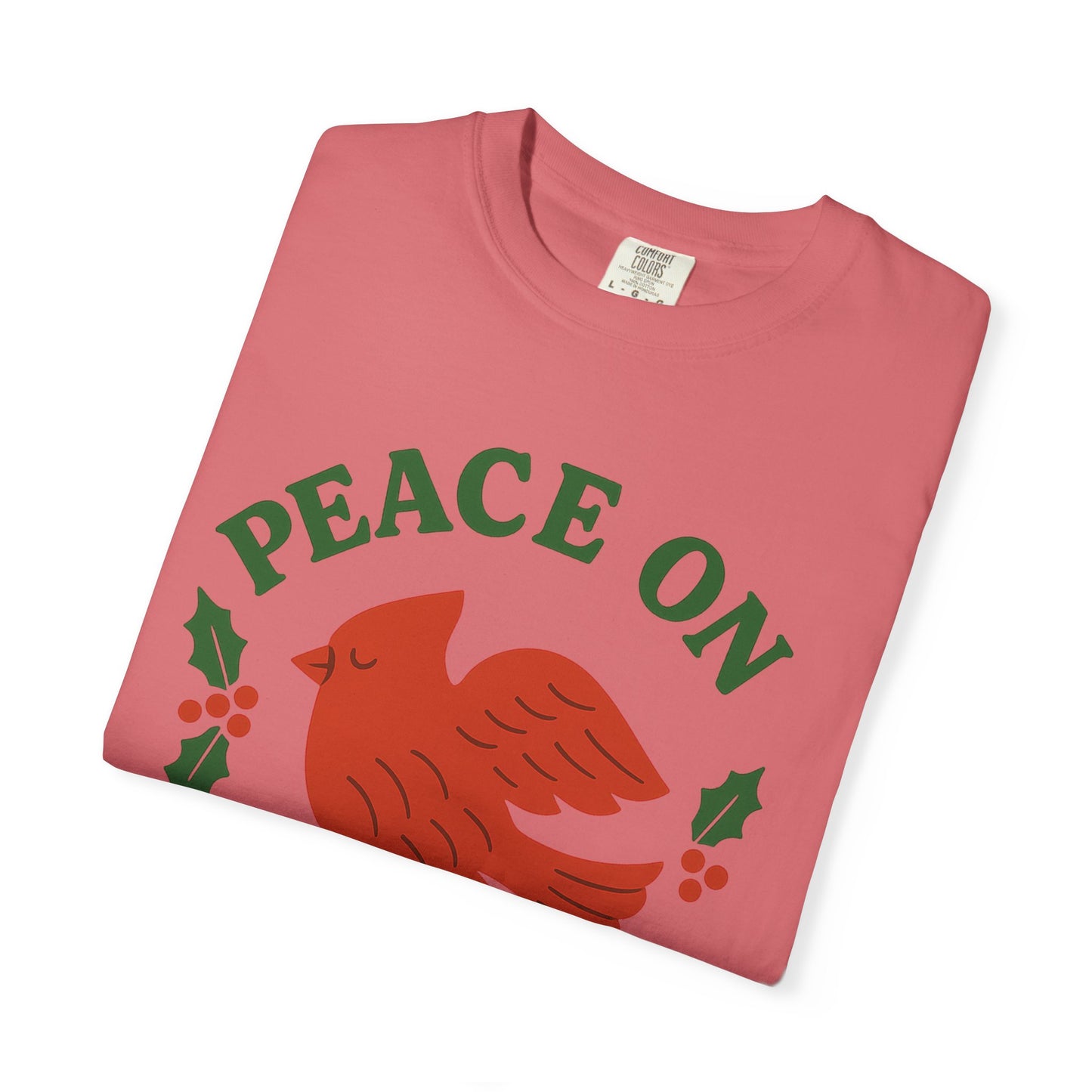 Peace On Earth Dove T-Shirt | Christmas holiday bird typography, Comfort Colors t-shirt