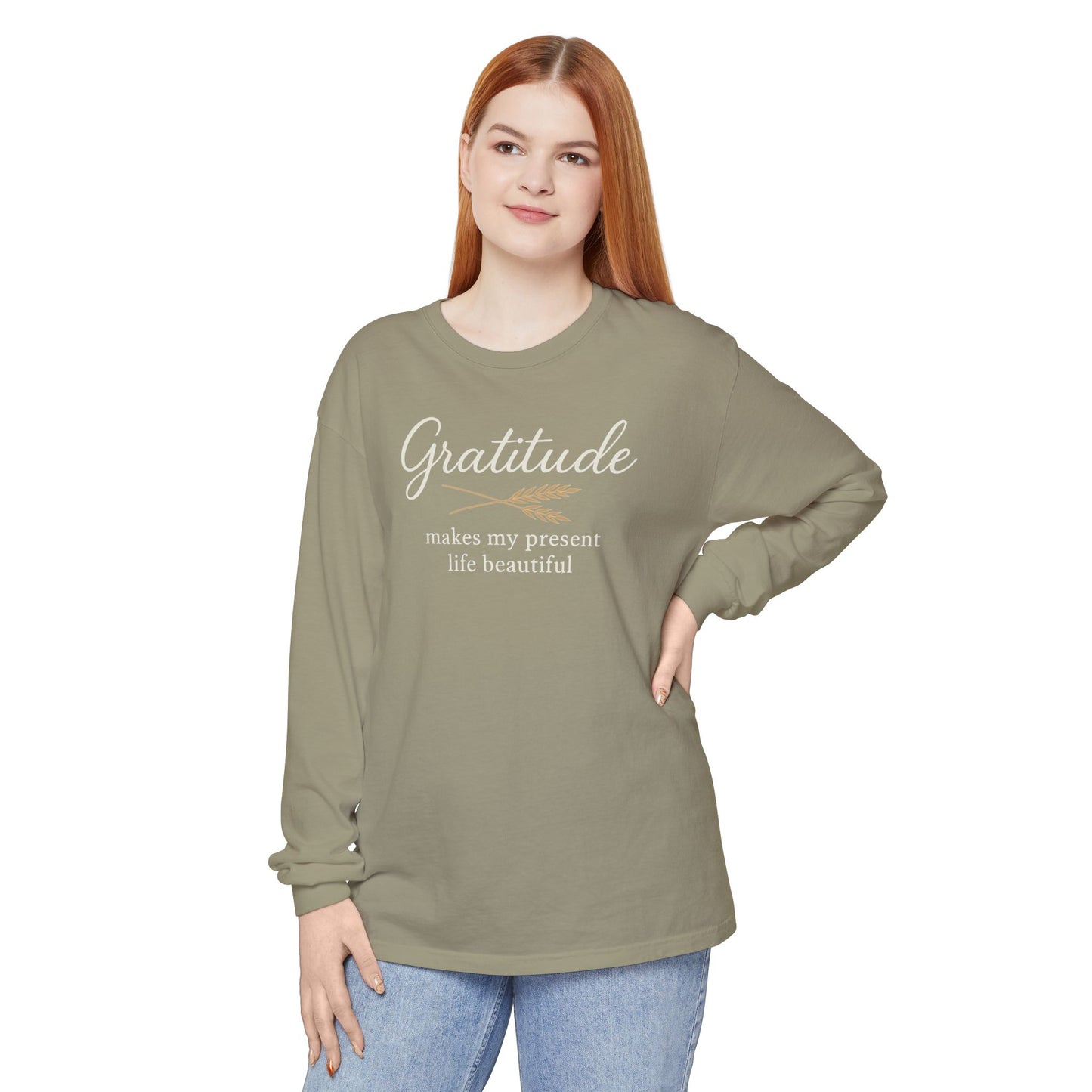 Gratitude Comfort Colors Long Sleeve T-Shirt