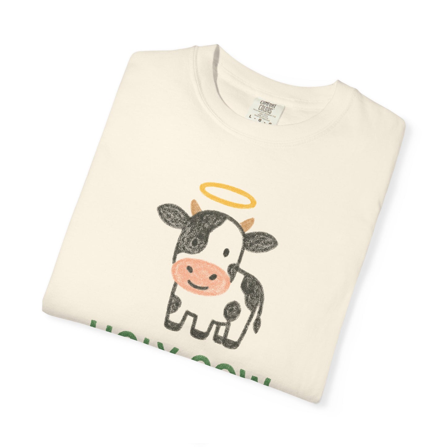 Holy Cow cartoon cow with halo T-Shirt | Cute farm animal tee Comfort Colors t-shirt