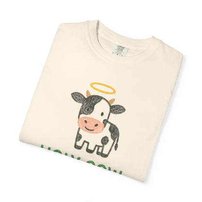 Holy Cow cartoon cow with halo T-Shirt | Cute farm animal tee Comfort Colors t-shirt