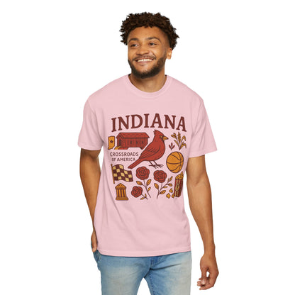 Indiana state symbols Cardinal & Hoosier Icons T-Shirt | Crossroads of America design Comfort Colors