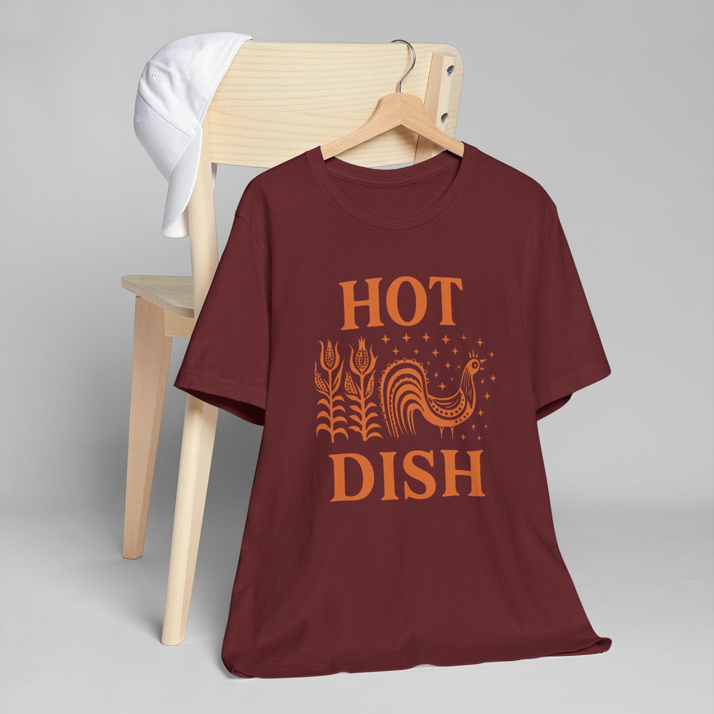 Hot Dish Rooster T-Shirt | Retro Farmhouse Comfort Food Design, Thanksgiving t-shirt Vintage
