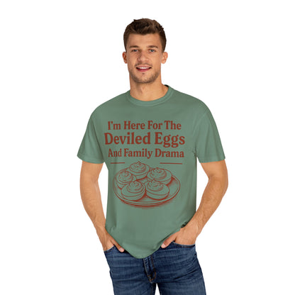 Thanksgiving Deviled Eggs Unisex Garment-Dyed T-shirt, Family Drama Holiday Tee, Funny Turkey Day Shirt, Fall Comfort Colors tshirt