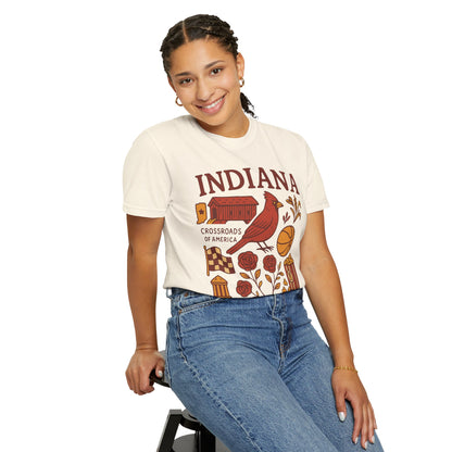 Indiana state symbols Cardinal & Hoosier Icons T-Shirt | Crossroads of America design Comfort Colors