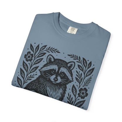 Woodcut Raccoon Illustration T-Shirt | Forest Animal Tee Wildlife lover Comfort Colors T-shirt