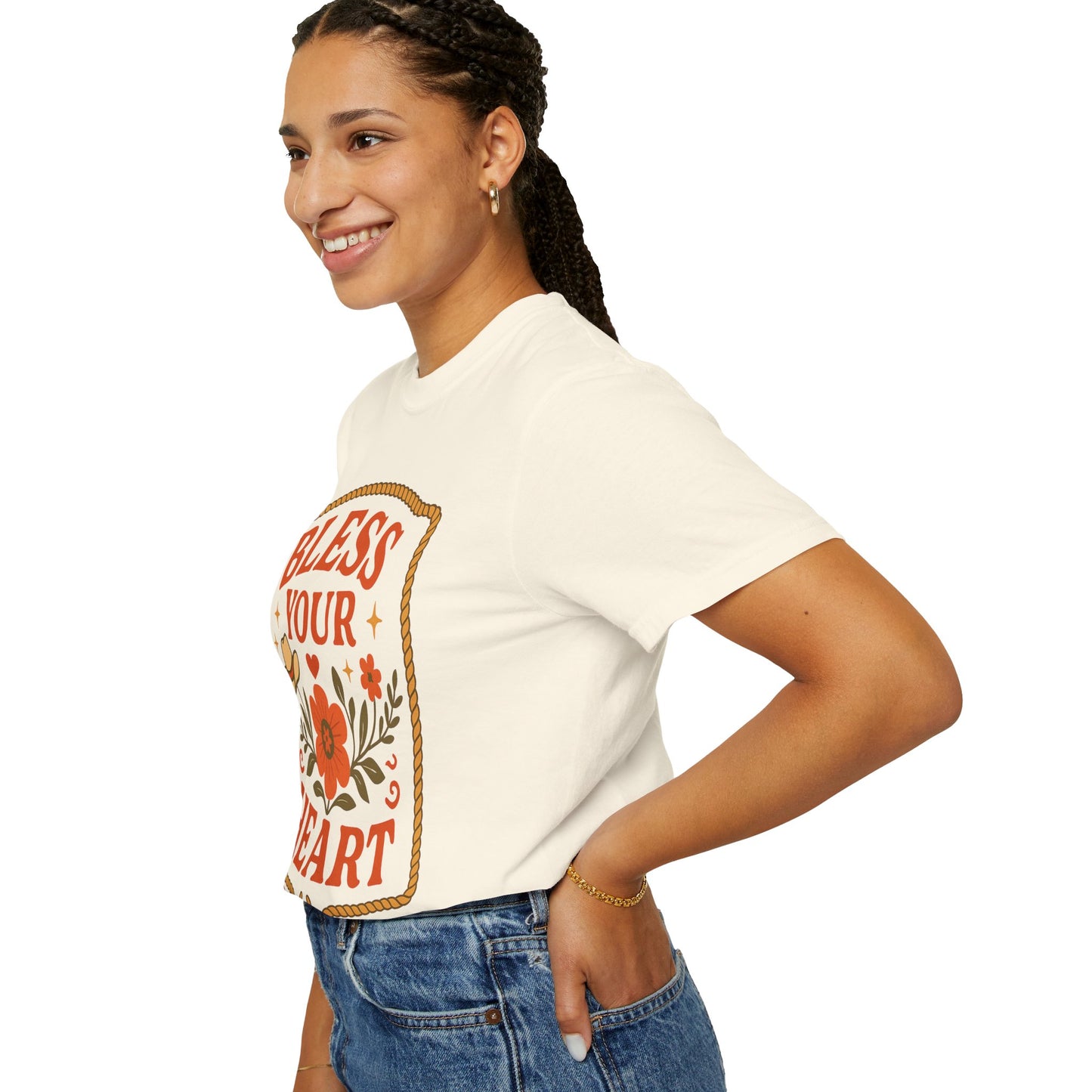 Bless Your Heart T-shirt | Floral Western Hat Horseshoe Design, Comfort Colors