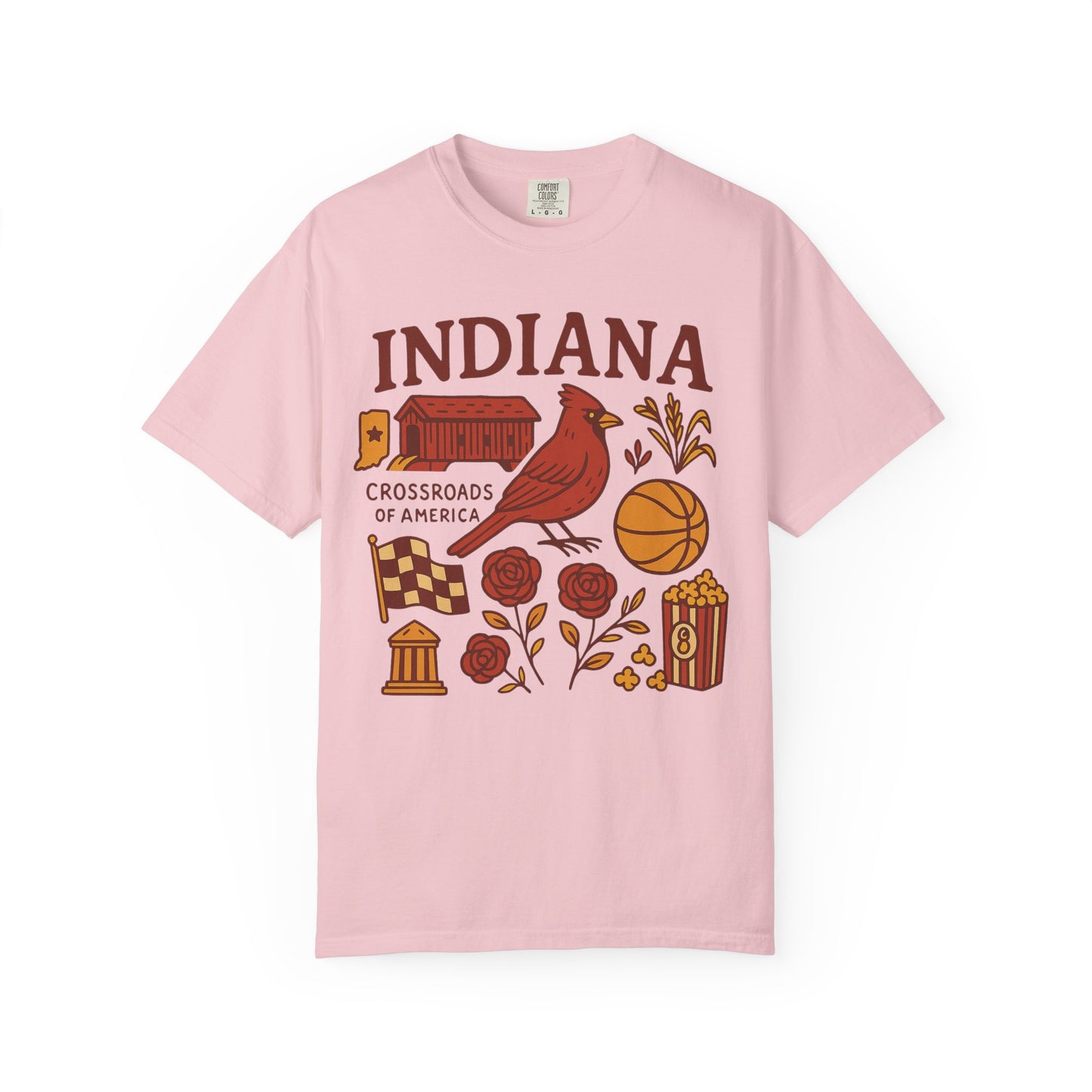 Indiana state symbols Cardinal & Hoosier Icons T-Shirt | Crossroads of America design Comfort Colors