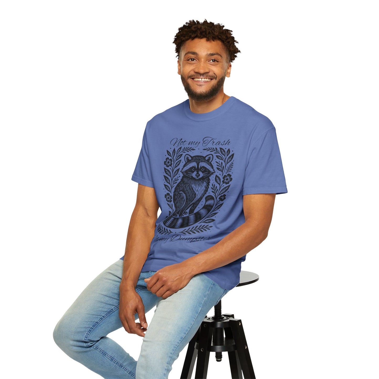 Woodcut Raccoon Illustration T-Shirt | Forest Animal Tee, Wildlife lover Comfort Colors T-shirt, Not my Trash Funny shirt