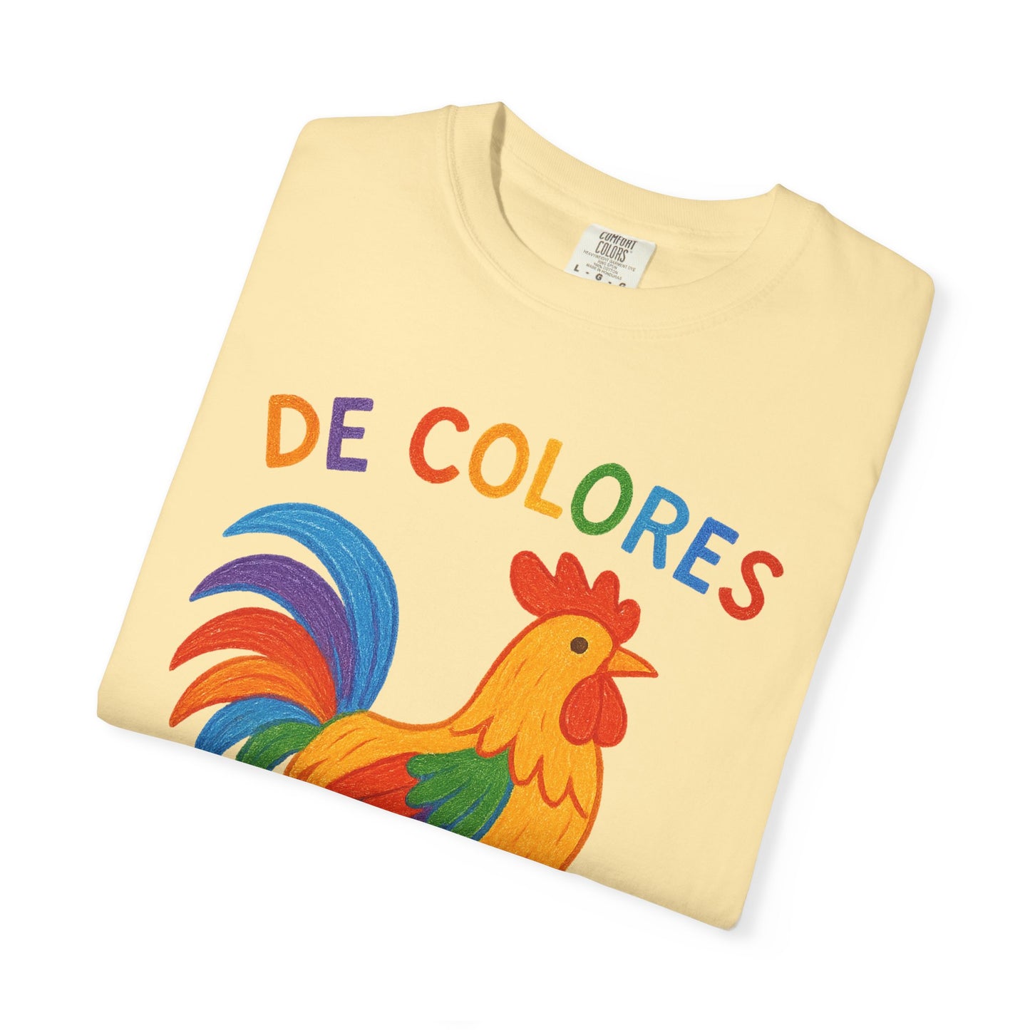 De Colores Comfort Colors Rooster T-shirt, Colorful Unisex Tee, Vibrant Rooster Shirt, Rainbow Chicken Top, Chicken Lover Gift