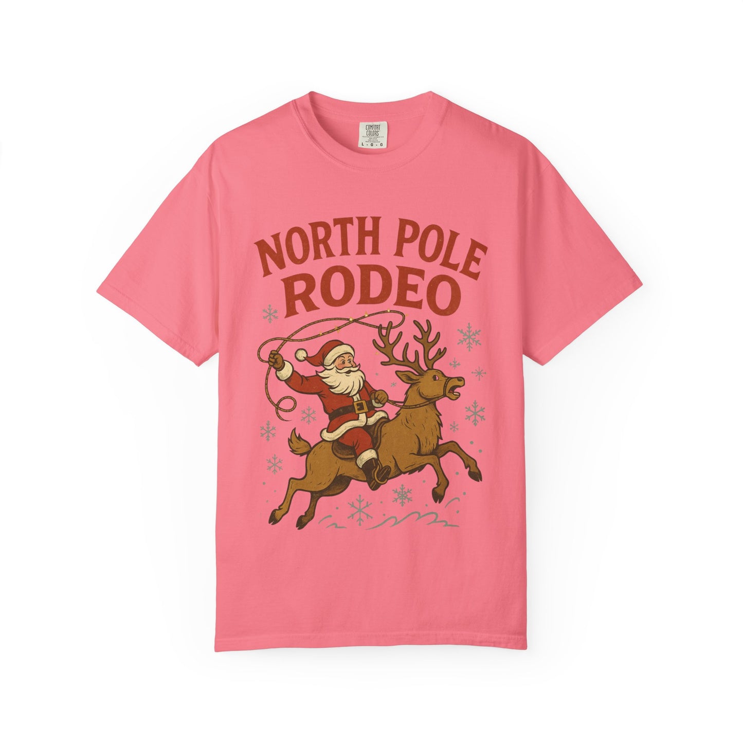 North Pole Rodeo T-shirt | Santa Riding Reindeer, Christmas Western Graphic, Comfort Colors