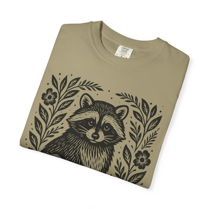 Woodcut Raccoon Illustration T-Shirt | Forest Animal Tee Wildlife lover Comfort Colors T-shirt