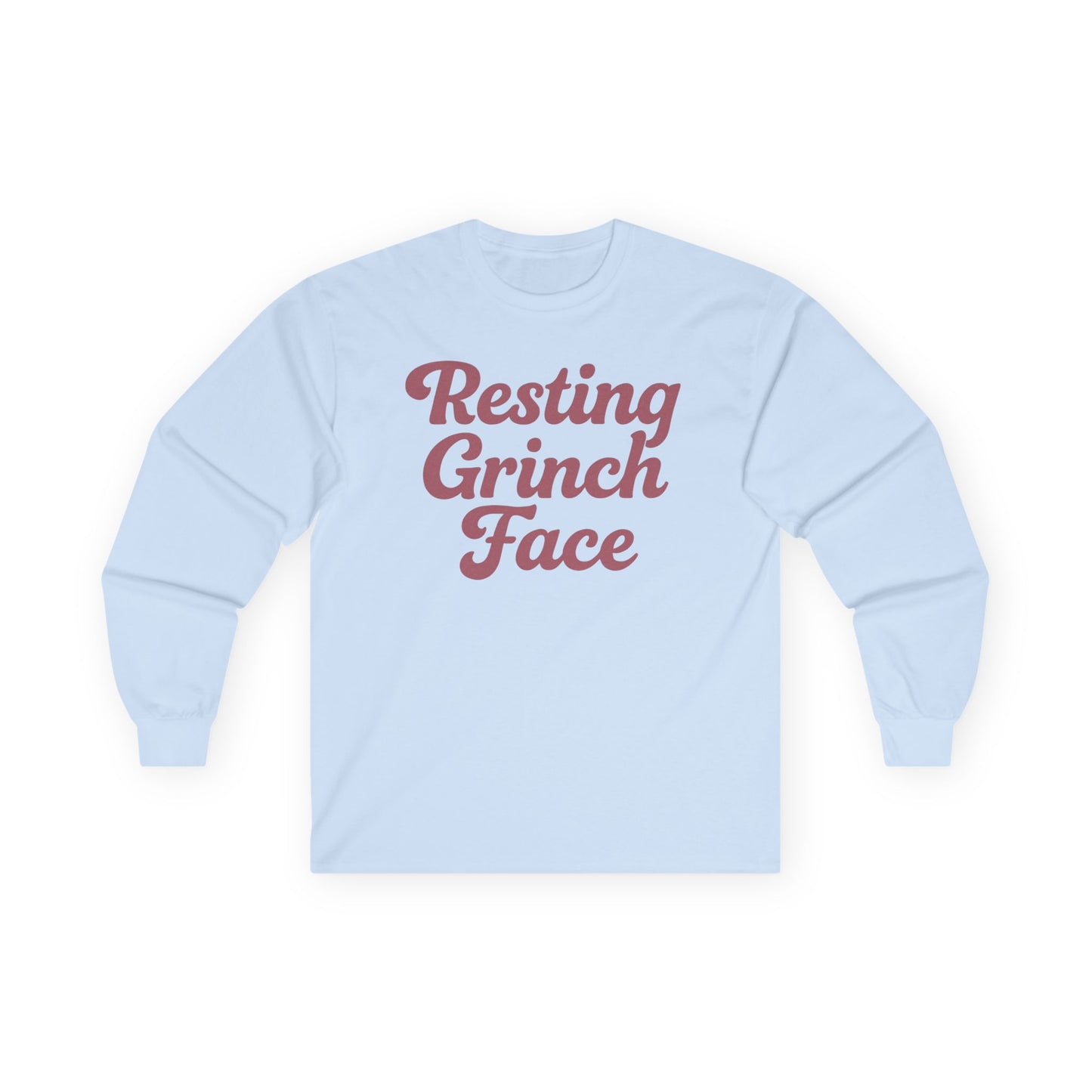 Resting Grinch Face Tee, Christmas Gift Shirt for Adults, Funny Holiday Graphic Top, Xmas Long Sleeve Tshirt, Unisex Cotton Apparel, Grinch