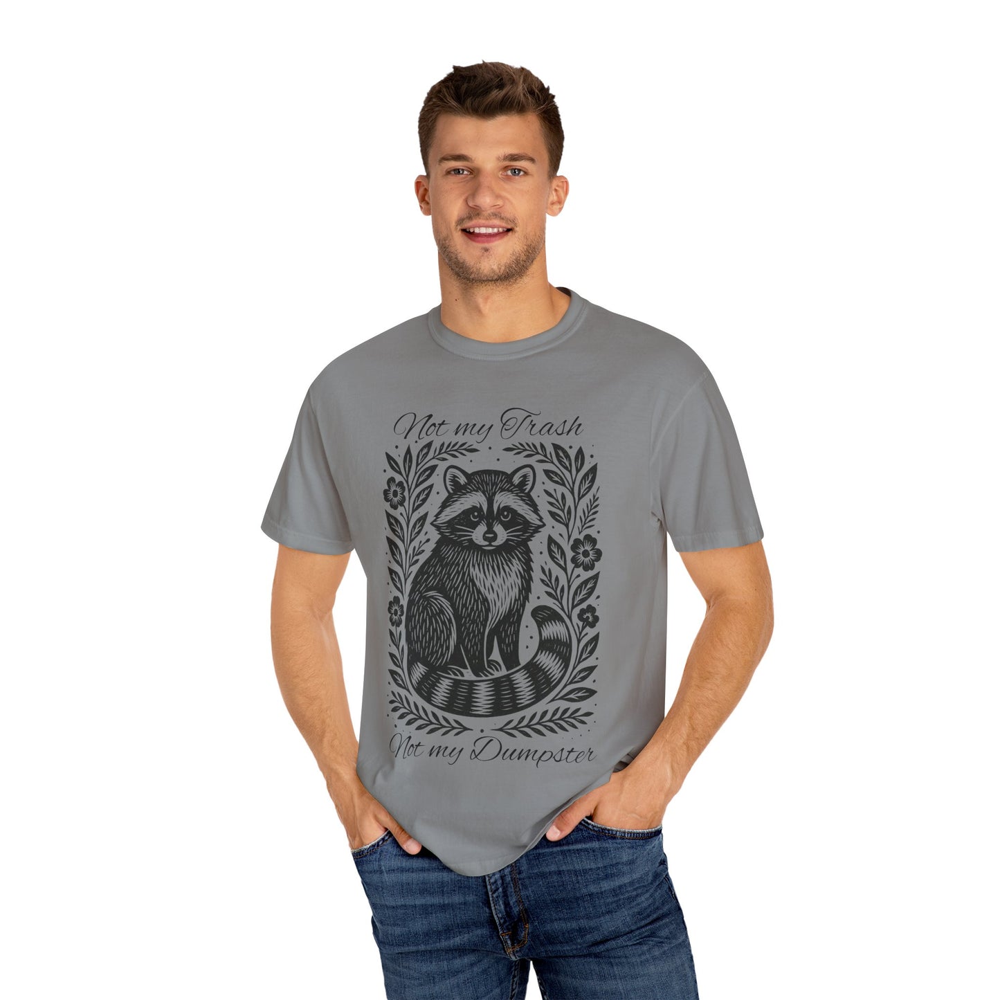 Woodcut Raccoon Illustration T-Shirt | Forest Animal Tee, Wildlife lover Comfort Colors T-shirt, Not my Trash Funny shirt