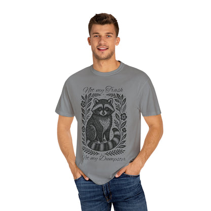 Woodcut Raccoon Illustration T-Shirt | Forest Animal Tee, Wildlife lover Comfort Colors T-shirt, Not my Trash Funny shirt