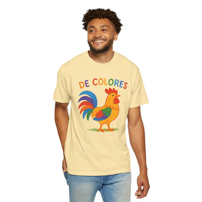De Colores Comfort Colors Rooster T-shirt, Colorful Unisex Tee, Vibrant Rooster Shirt, Rainbow Chicken Top, Chicken Lover Gift