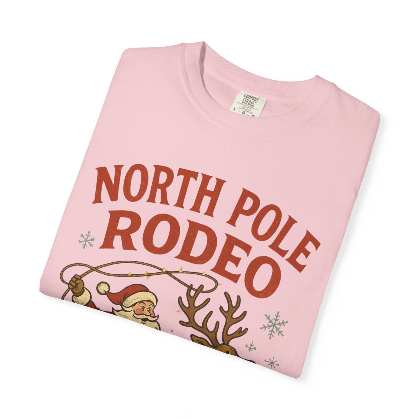 North Pole Rodeo T-shirt | Santa Riding Reindeer, Christmas Western Graphic, Comfort Colors