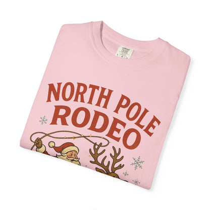 North Pole Rodeo T-shirt | Santa Riding Reindeer, Christmas Western Graphic, Comfort Colors