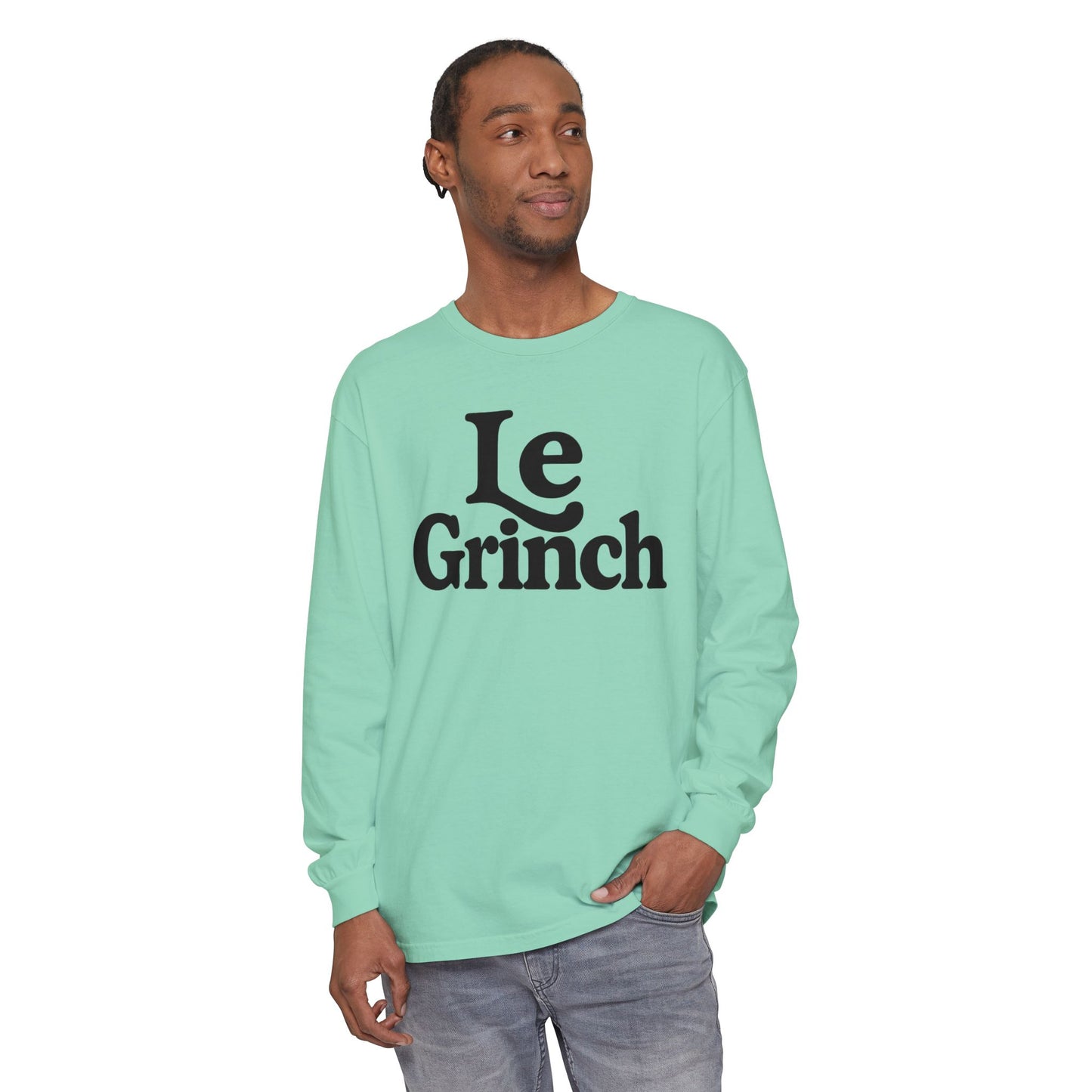 Le Grinch Long Sleeve T-Shirt | Typography Holiday Shirt, Comfort Colors