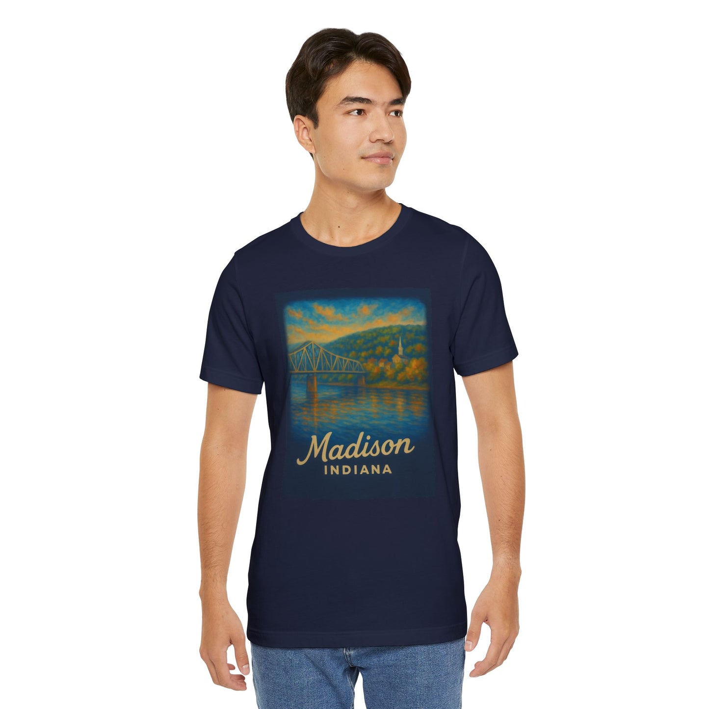 Madison Indiana Scenic River Bridge T-Shirt | Vintage Travel Poster
