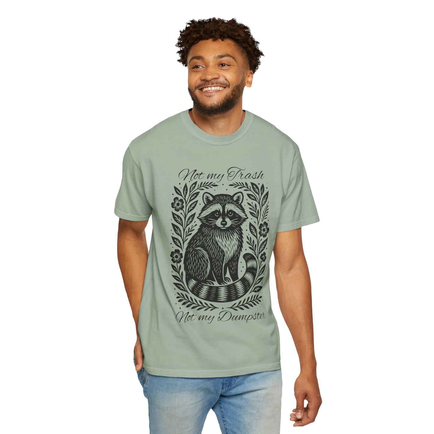 Woodcut Raccoon Illustration T-Shirt | Forest Animal Tee, Wildlife lover Comfort Colors T-shirt, Not my Trash Funny shirt