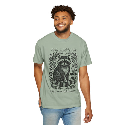 Woodcut Raccoon Illustration T-Shirt | Forest Animal Tee, Wildlife lover Comfort Colors T-shirt, Not my Trash Funny shirt