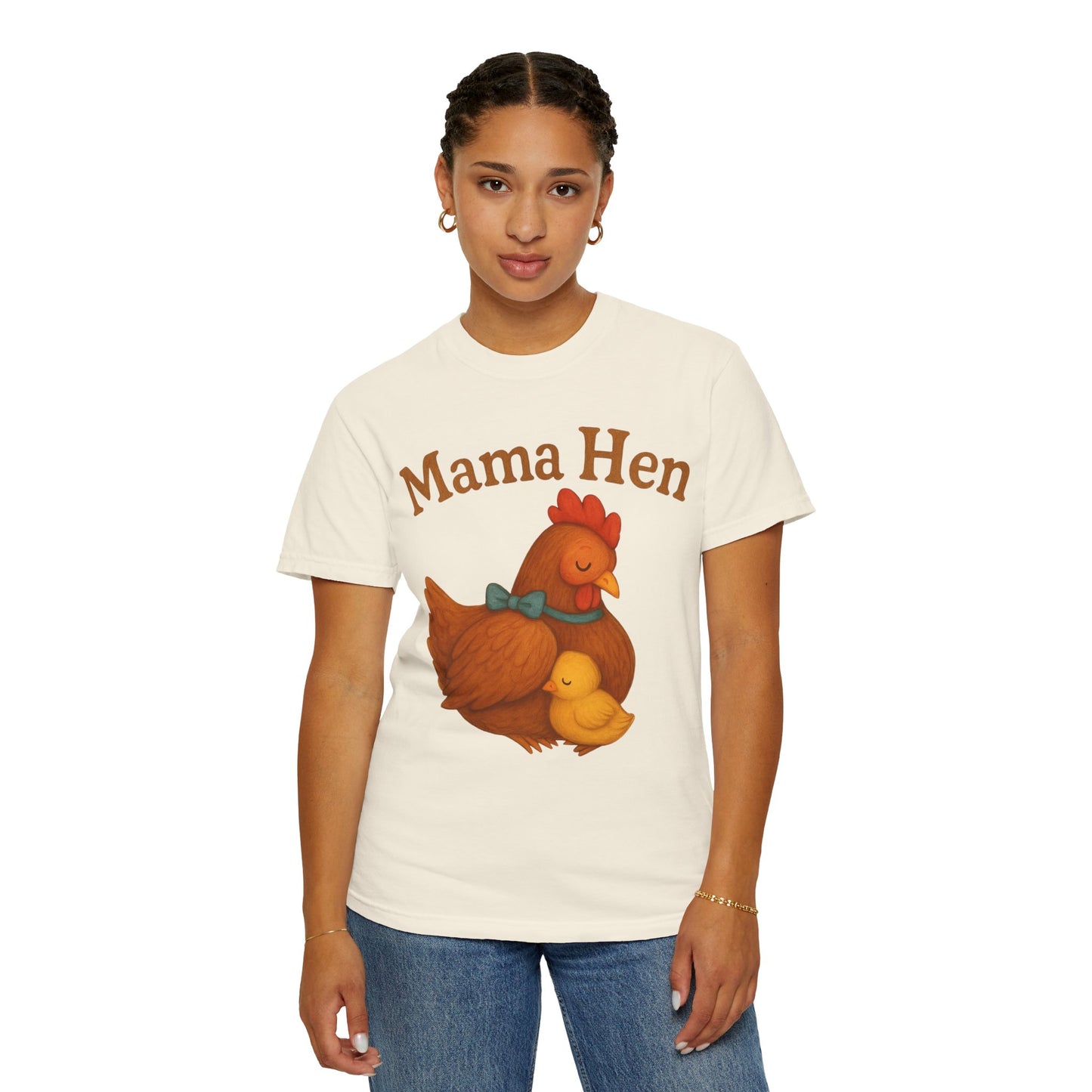 Mama Hen Comfort Colors T-Shirt, Chicken Lover Farm Tee - Unisex Garment-Dyed Shirt, Graphic Hen Tee, Funny Animal Tee, Farm Life Shirt,