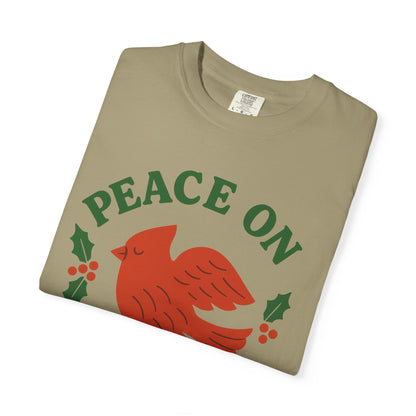 Peace On Earth Dove T-Shirt | Christmas holiday bird typography, Comfort Colors t-shirt