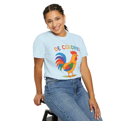 De Colores Comfort Colors Rooster T-shirt, Colorful Unisex Tee, Vibrant Rooster Shirt, Rainbow Chicken Top, Chicken Lover Gift