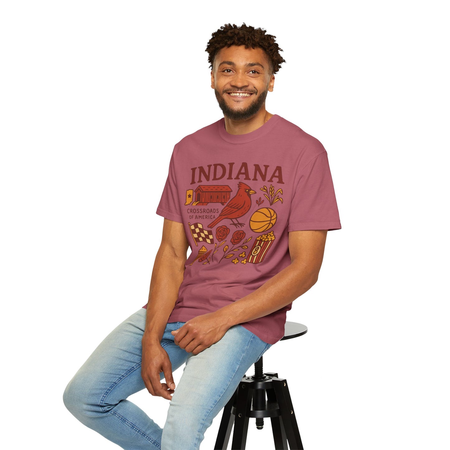 Indiana state symbols Cardinal & Hoosier Icons T-Shirt | Crossroads of America design Comfort Colors