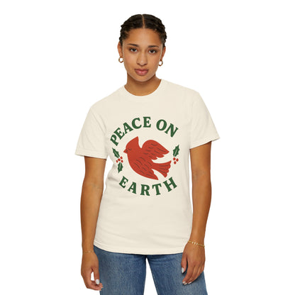 Peace On Earth Dove T-Shirt | Christmas holiday bird typography, Comfort Colors t-shirt