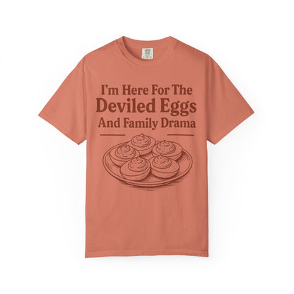 Thanksgiving Deviled Eggs Unisex Garment-Dyed T-shirt, Family Drama Holiday Tee, Funny Turkey Day Shirt, Fall Comfort Colors tshirt